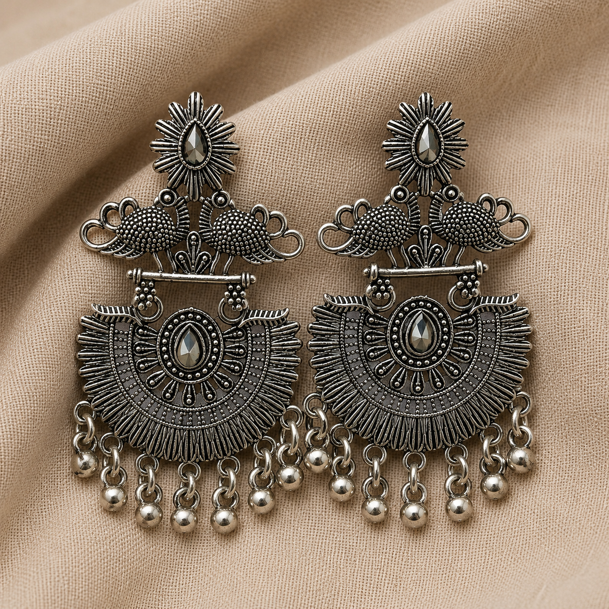 Premium oxidized silver statement earrings for women (Lightweight Ethnic Party Wear Jewelry)