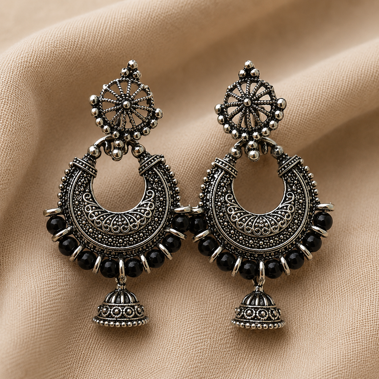 Premium oxidized silver statement earrings for women (Lightweight Ethnic Party Wear Jewelry)