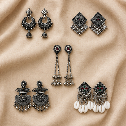 Premium oxidized silver statement earrings for women (Lightweight Ethnic Party Wear Jewelry)